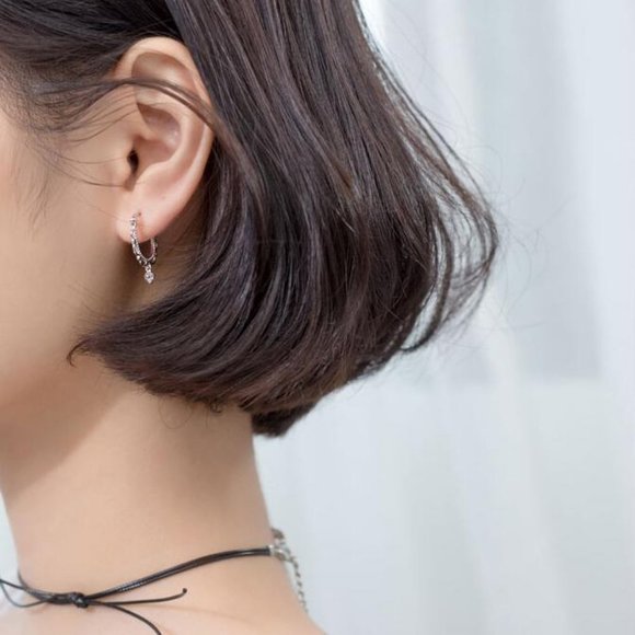 NEW 925 Sterling Silver Lace Diamond Huggie Hoops - Picture 3 of 11